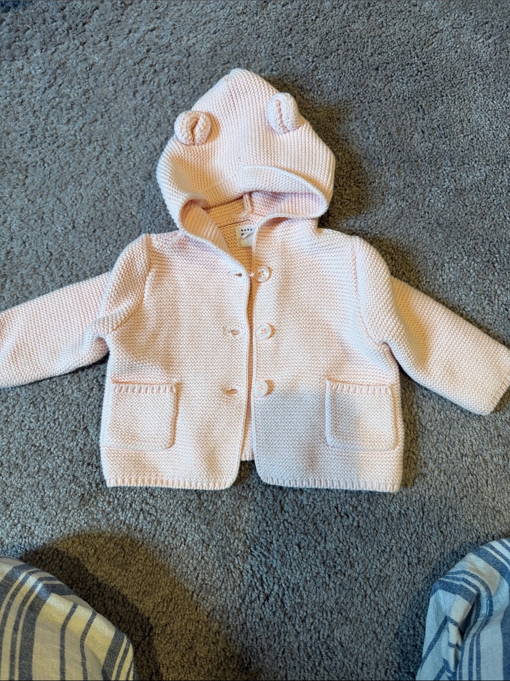 GAP Baby Knit Hooded Cardigan in Light Pink